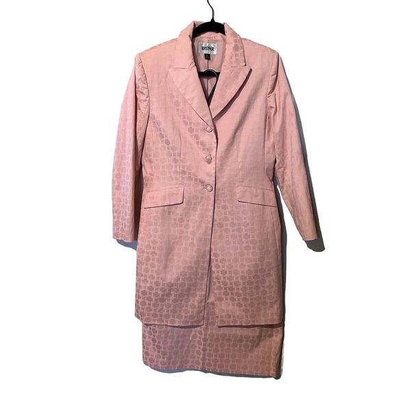 Vintage Kasper Pink Trench Jacket and Skirt Suit Size 10 Career Wear Office - Picture 1 of 14